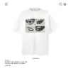 Camiseta de Algodão Puro Pesado 250g com Estampa de Olho, Manga Curta, Unissex, Marca Tendência, Modelagem Solta, Atacado de Comércio Exterior Transfronteiriço