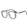 M2853 montura de gafas de moda nueva con luz anti-azul piloto doble puente lente plana montura con textura se puede equipar con miopía