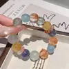 Pulsera de Cristal Natural con Múltiples Piedras y Flores de Resina Amarillas y Rojas, Lujo Ligero y Sensación de Alta Gama, Exclusivamente para Ventas Transfronterizas