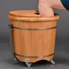 Balde de Banho de Pés de Madeira Balde de Madeira com Rodas Banho de Pés Massageador Banho de Pés Bacia de Madeira até a Panturrilha Carvalho com Polia Balde Doméstico