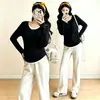 Ropa de maternidad para el embarazo y la lactancia, camiseta de dos piezas falsa de doble propósito, nuevo estilo otoño e invierno, talla grande, oculta el vientre sin mostrar el embarazo, camiseta básica versátil