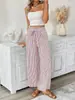 Ropa para Mujer de Exportación Transfronteriza Europea y Americana, Nueva Colección Primavera-Verano 2025, Sitio Web Independiente, Amazon, Pantalones Rectos Casuales Elegantes a Rayas para Mujer