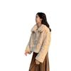 Abrigo de Piel de Cordero para Mujer con Botones de Cuerno, Estilo Corto, Nuevo Otoño e Invierno 2025, Top Suelto Esponjoso de Piel Sintética de Conejo