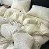 2026 Novo Conjunto de Roupa de Cama de Gaze de Camada Dupla Conjunto de Quatro Peças Estilo Ins Fresco Roupa de Cama de Dormitório Lençol Capa de Edredom Conjunto de Três Peças Lavável à Máquina