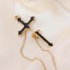 Pendientes de Cruz Grandes Estilo Minimalista Exagerado Más Vendidos en Aliexpress, Aretes de Cadena Negra Estilo Oscuro Europeo y Americano [Pieza Única]