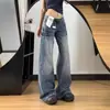 Jeans wide leg retro americano para mulheres, novo estilo verão 2026, cintura baixa, solto, modelador, versátil, calça longa levemente flare