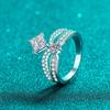 Anel de Prata 925 Coroa de Princesa Moissanite Feminino Luxo Acessível Joias de Alto Padrão Joias Europeias e Americanas