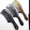 Peine Auténtico de Cuerno Negro Natural, Grande y Grueso, Antiestático, Adecuado para Cabello Largo, Uso en Casa, Masaje Capilar, Peine de Cuerno de Oveja