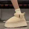 Botas de invierno para mujer con suela gruesa, antideslizantes, estilo nuevo 2026, cálidas, sin cordones, forradas de felpa y zapatos de algodón engrosado