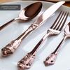 Cuchara de Café Color Bronce Real Oro Rosa Tenedor Cuchara para Fideos Instantáneos Cuchillo para Bistec Suministros para Restaurante Hotel Vajilla Personalización