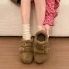 Sapatos Birkenstock quentes com veludo e espessura para mulheres, botas de neve, novos sapatos de inverno e outono slip-on de pelo, sapatos de algodão do Nordeste