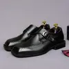 Zapatos cuadrados de cuero para hombre, estilo británico, con hebilla, adecuados para uso de negocios y casual, disponibles en tallas grandes, cuero genuino, mocasines sin cordones