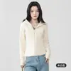 Moda Feminina Nova Outono 2026 Série Lu Moletom de Lã Slim Fit com Zíper Duplo e Capuz Jaqueta Quente