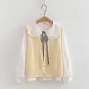 25018 Conjunto de Camisa Estilo College Primavera Novo Colete Camisa Tricotada Empilhada Conjunto de Duas Peças