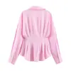 Camisa casual holgada de manga larga a rayas para mujer, estilo europeo y americano, otoño 2026 11459