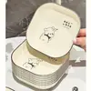 Plato de Huesos de Plástico Color Crema con Forma de Oso y Base de Almacenamiento, Bandeja de Huesos para Mesa de Comedor, Juego de Platos de Postre y Fruta Estilo Japonés para Uso Comercial