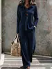 Conjunto de dos piezas de pana a rayas para mujer, estilo transfronterizo europeo y americano, nueva colección otoño 2026, cárdigan de manga larga y pantalones de pierna ancha, conjunto casual