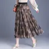 Elegante Falda Plisada Estampada para Mujer, Nueva Falda de Línea A Adelgazante de Cintura Alta Otoño/Invierno 2026, Moderna Falda Evasé con Drapeado