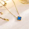 Acero de titanio doble cara trébol de cuatro hojas collar, pulsera, pendientes de lujo ligero, cadena para clavícula simple de acero de titanio que no se decolora fabricante