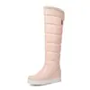40-43 Otoño/Invierno Cálidas Botas Planas Hasta la Rodilla con Tacón Oculto Cierre Lateral Botas para Nieve