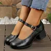 Nuevos Zapatos Mary Jane de Tacón Grueso Estilo de Comercio Exterior Primavera y Verano, Zapatos Planos de Piel Suave, Zapatos de Mujer Cómodos con Suela Blanda, Transfronterizo