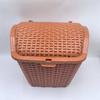 Cesta de Lingote Dianteira para Bicicleta Carro Elétrico Estrutura de Plástico Trançado Cesta tipo Rattan Cesta de Passeio com Tampa