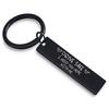 Joyería europea y americana acero inoxidable llavero largo acero titanio fabricantes de llaveros personalizados al por mayor