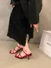 Sandalias de tacón de aguja de tiras finas cruzadas y punta cuadrada para el verano 2026, Zapatos de moda populares para ir al trabajo