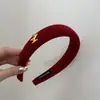 Diadema de Cabeza de Poni de Gamuza Roja para Mujer, Versátil y Moderna de Estilo Coreano, Accesorio para el Cabello, Pinza para el Cabello de Moda Simple y Linda