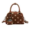 Bolso de Mujer de Lunares Transfronterizo Estilo Coreano Super Popular Bolso de Mano Pequeño Bolso Bowling Bolso de Mano para Viajes Diarios Bolso de Hombro con Colgante Bolso Pequeño