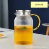 Botella de agua fría de vidrio para jugo, gran capacidad, rayada, borosilicato, juego para el hogar, resistente a altas temperaturas, botella de agua fría de vidrio para té perfumado