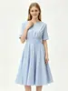 Yidi2026 Nuevo Modelo Vestido Rayado Vintage para Mujer para Exportación a Singapur, Vestido de Verano Línea A que Realza la Altura