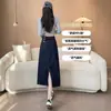 Saia jeans com fenda para mulheres, verão 2026, fina, cintura alta, modeladora, azul jeans, saia bodycon evasê, comprimento médio