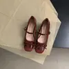 Zapatos de Salón Individuales Impresionantes Estilo Coreano Nuevos para Mujer Estilo Chino Qipao Zapatos Tacón Grueso Mary Janes Tacones Altos Zapatos Cortos para Mujer
