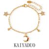 Pulsera de Acero de Titanio con Circonita Colorida Estilo Coreano Ins Diseño Nicho Sentido Estrella Luna Pulsera Moda Personalidad Combinable Chapada en Oro