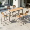 Mesas y Sillas de Exterior Personalizadas, Taburetes Altos para Barra de Patio, Mesas y Sillas de Madera Plástica para Exterior, Sillas para Cafetería y Bar, Mesas de Bar, Transfronterizo
