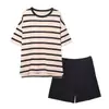 Pijama de Lã para Atuar Feminino Verão Feminino Manga Curta com Bojo Peça Única Feminina Terno Roupas de Casa Macias Verão