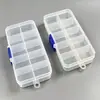 Caixa Organizadora Azul com Fivela de 10 Compartimentos para Joias e Nail Art, Caixa Organizadora Transparente de Plástico PP para Desktop