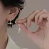 Brincos Assimétricos com Pino de Prata 925, Modernos e Versáteis, Brincos Simples e Únicos no Estilo Coreano, Brincos com Franjas da Moda para Mulheres