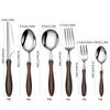 Juego de Cubiertos de Acero Inoxidable 304 con Mango de Madera para Alitas de Pollo, Cuchillo, Tenedor y Cuchara de Mesa Creativos para el Hogar, Set de Dos Colores para Filete Western