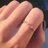 Zhen Rong wish Plated 925 Prata Esterlina 14K Ouro 4 Pequenos Diamantes Quebrados Delicado Pequeno Fresco Europeu e Americano Anel Joias Anel