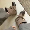 Gu YunOutono Inverno Novo Retro Bico Redondo Laço Botas Curtas Femininas Moda Temperamento Elegante Fundo Plano Versátil Botas Western Femininas