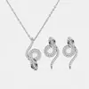 Conjunto Cobra de Zircônia Micro-Pave de Luxo Leve Personalidade Criativa Estilo Cool Acessórios de Colar e Brinco Temperamento Fashion