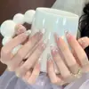 Uñas Postizas Mariposa Luna Espejo Ojo de Gato Manicura Iluminadora Estilo Ins Puro Deseo Uñas Postizas Largas Pegatinas para Uñas