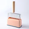 Pá para caixa de areia de gato com design original em metal, conjunto de pás para caixa de areia com cabo de madeira grande e base em cores de bala, pá para fezes de gato
