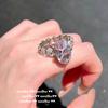Anillo vintage con gemas de huevo de paloma grande Sunset Drops, chapado en oro de 18 quilates, ojo de caballo y circonita de 7 quilates.
