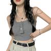 Chaleco de Botones con Hombros Anchos para Mujer para Usar por Dentro y por Fuera, Cinturón Sexy para el Ombligo, Almohadilla para el Pecho, Top Corto con Espalda Bonita, Lencería de Moda