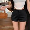 Shorts Pretos de Cintura Alta para Mulheres, Roupa Exterior de Verão, Calças Casuais Justas de Perna Reta de Cintura Alta, Calças Brancas que Abraçam o Quadril, Tamanho XS