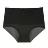 Comercio Exterior Talla Extra Grande Ropa Interior para Mujer Cintura Alta Engrosada para Gorditas Transpirable Borde de Encaje Color Sólido Bragas Bragas Transfronterizas para Mujer