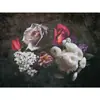 2025 Moderno Luxo Leve Rosa Preto Grande Floral Sem Costura Tecido de Parede Sala de Estar Entrada Mural de Fundo Aglomerado de Flores da Noite Escura
